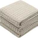 Waffle Weave Absorbent Kitchen Dish Towels - Thick Microfiber 16Inch x 24Inch, 3 Pack, Khaki