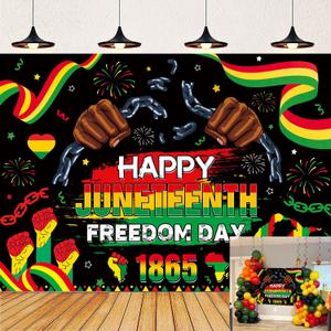 Happy Juneteenth Backdrop 19th June 1865 Freedom Day Juneteenth Decorations Background African American Independence Day Home Garden Yard Party Photo Decor Banner Supplies (7x5FT)