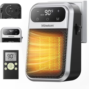 Portable Plug In Space Heater, 800W Small Wall Heater for Indoor Use, Remote, 12H Timer, ECO Mode, Overheat Protection, Fast and Safe Heat Bathroom Garage Office Bedroom Home
