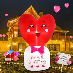 Valentines Day Inflatable Yard Decorations, SHDEJTG 4 Ft Light up Love Heart Blow up Outdoor Decor for Garden Indoor Lawn Wedding Party Valentines Gifts