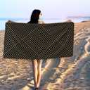 Black and Gold Beach Towel, Minimalist Abstract Sand Beach Towels Gifts for Women, Bohemian Mid Century Modern Quick Dry Bath Pool Towels for Bathroom Pool Camp, Boho Bathroom Decor, 30x60 in