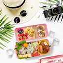 Bento Box Japanese Lunch Box Kit Leakproof Bento Lunch Box for Kids Adults Wheat Straw 3 Layer Stackable Lunch Containers with Compartment Eco-Friendly Meal Prep Containers (Pink)