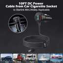 Starlink Mini Car Adapter Cable, 12V-24V USB C Charger 3-in-1 USB-C Port, USB-A Port and DC Male Connector, PD/QC Fast Charging Power Adapter with Digital Display for Trucks, RV (Style D,10 FT)