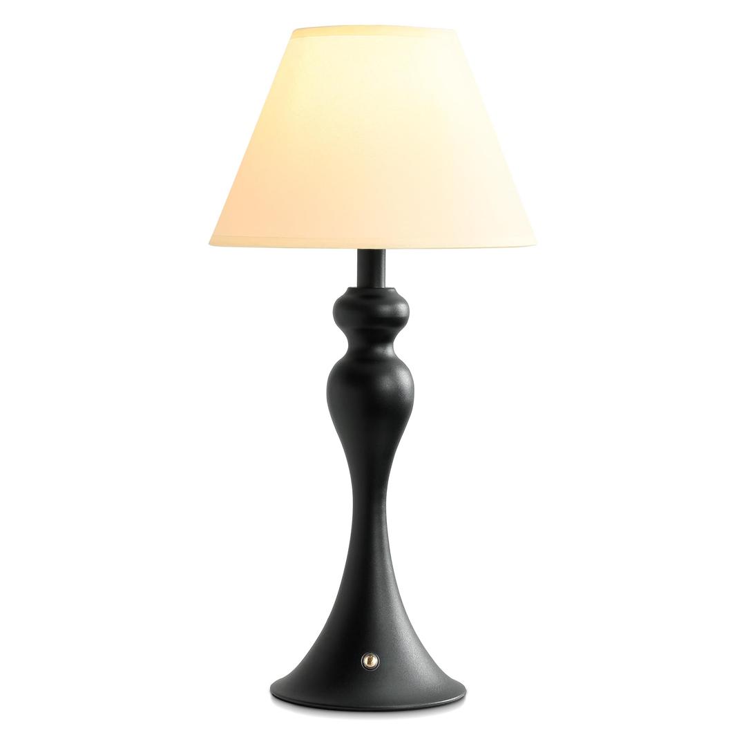 Mr.White Rechargeable Cordless Table Lamp with E26 LED Bulb, 5200mAh Battery Operated Portable Table Light with Fabric Shade, for Patio Restaurant Kitchen Bedside Living Room (Black)