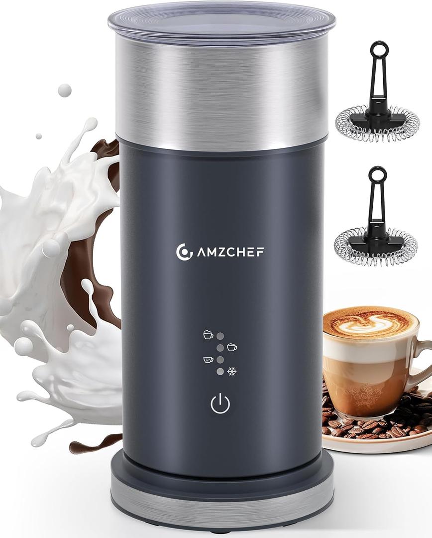 IPX6 Waterproof Electric Milk Frother and Steamer 4-in-1 Coffee Frother for Hot & Cold Foam, Single-Button Control, Quick 80s Frothing, Milk Steamer for Lattes & Cappuccinos