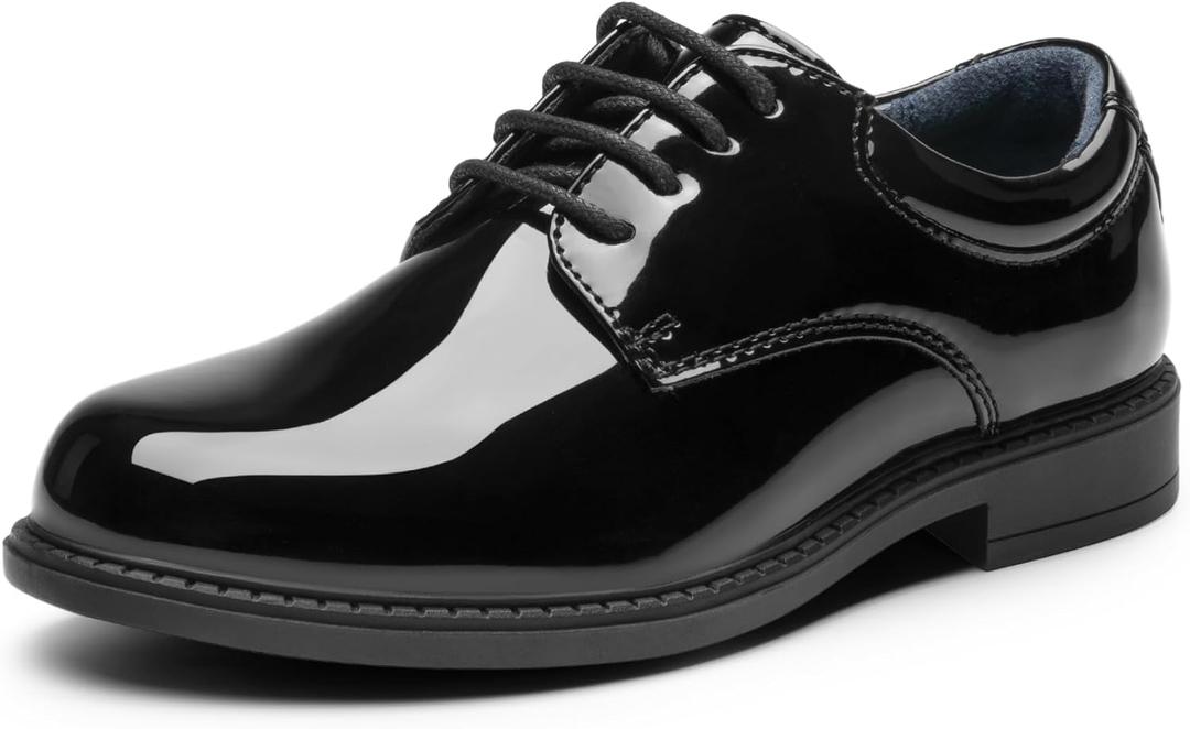 Bruno Marc Lace-Up Comfortable Fashion Shoes, Size 3 Little Kid, Black-Pat, SBOX2401K