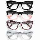 CCVOO +0.5 Stylish Reading Glasses for Women, Eyeglasses, Blue Light Readers for Women, Computer Eye Glasses, Cheaters (Black+black and Pink + Black Leopard + Grey)