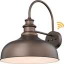 Bestshared 16 Inch Dome Large Dusk to Dawn Sensor Outdoor Barn Light Anti-Rust Farmhouse Outdoor Wall Sconce Industrial Exterior Wall Lighting Fixture, Outside Lantern G (ORB+White, 16 Dome-1Pack)