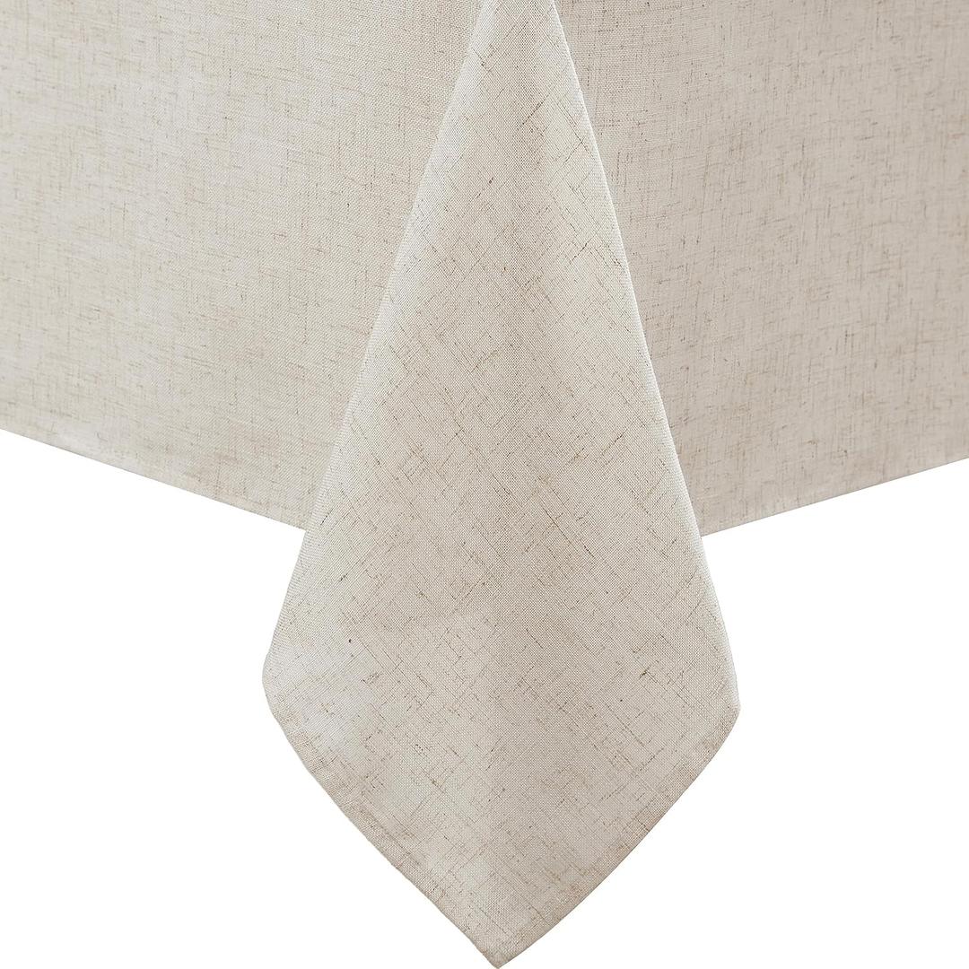 Laura Ashley Dothan Luxury Linen Blend Tablecloth for Formal Dining, Holiday, Wedding or Party, 60" x 144", Taupe