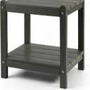 Heavy Duty Outdoor Side Table with Shelf - All-Weather HDPE End Table with Realistic Wood Grain, 20" Height for Patio & Deck (Gray)