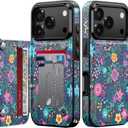 Goodon for iPhone 17 Pro Max Case Wallet - Flip Folio Leather Cover with Trendy Floral Design, 3 Card Slots & Kickstand Function, Stylish Protective Phone Case for Women and - Cute Blooming Flowers