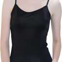 METWAY Womens Silk Camisole/Spaghetti Strap Mulberry Silk Cami Tops/Stretchable Real Knit Silk Tank Undershirt for Layerling (Black) XS