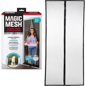 Magic Mesh Deluxe, Black | Magnetic Screen Door, Heavy Duty, Magnetic Closure, Door Net, Patio Screen, Sliding Door Screen, Bug Screen for Doorways, Kid & Pet Friendly | Size 39" x 83" (Pack of 1)