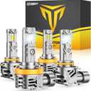 FAHREN H11 9005 Light bulbs Combo, [Upgraded&Brightest] 60000LM 900% Super Bright H9 H8 HB3 Off-Road Use or Fog Light Bulbs,6500K White Non-Polarity Plug and Play, Pack of 4