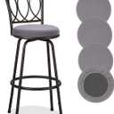 Deisy Dee 4PCS Round Bar Stool Seat Covers Stretch Round Chair Covers for 13-16 Inch Stool Chair (Grey)
