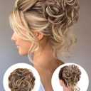 Messy Hair Bun Scrunchies for Women, 2PC Messy Bun Hair Piece Curly Wavy Synthetic Chignon Updo Hairpiece for Daily Wear(12H24:Light Brown mix Natural Blonde)