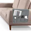 uxcell Couch Sofa Armrest Organizer Non-Slip Chair Arm Recliner Remote Control Organizer with 6 Pockets for Books, Magazines, Tablet, Phone, Dark Gray