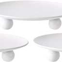 Scwhousi White Iron Plate Candle Holder, Decorative Iron Pillar Candle Holder, Set of 3, Candle Stand for Wax Candles