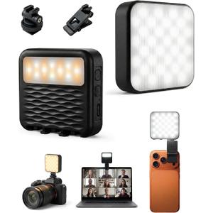 85LEDs Dual-Sided Portable Selfie Light for Dual Camera Recording, Pocket Video Light with Phone Clip & Cold Shoe Mount, 2000mAh Rechargeable for iPhone, Laptop, Vlogging, Zoom & Live Streaming