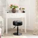 LUE BONA Adjustable Vanity Stool, 360Swivel Vanity Chair for Makeup Room, Black Stool Chair for Vanity, Small Faux Leather Vanity Stools for Bathroom, Living Room