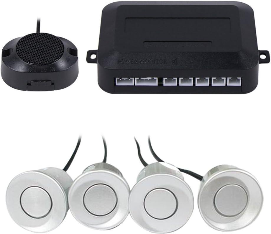 Car Reverse Backup Parking Sensor Radar System, Buzzer Beeps, Detection Distance:30~150CM, Waterproof Sensors (22mm Diameter 2.3M Cable) 3 Packs X60D (Silver)