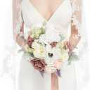 Ling's moment Dusty Rose Bridal Bouquet for Bride, Blush Pink Wedding Bouquets for Bride, 13 Inch Silk Round Artificial Wedding Flowers Bouquets