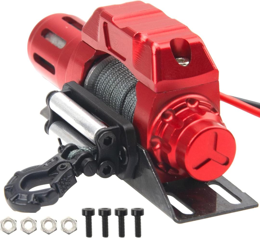 RC Car Winch Simulation Winch w/Steel Wire Compatible with Traxxas TRX4 Axial SCX10 90046 D90 Redcat Gen8 HSP 1/10 RC Crawler Car