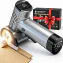 2026 Upgrade 4.2V Cordless Cutting Tool, Cardboard Cutter with LED Display, Brushless Motor, Tungsten Steel 3 Blades, Electric Chop Saw for Fabric, Cardboard, Leather, Carpet- Silver