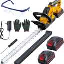 20'' Hedge Trimmer Cordless with 2pcs 4000mAh Battery, Electric Handheld Bush Clipper with Rechargeable Batteries, 3000RPM 180 Rotatable Head, 2/3'' Blade Gap, Gifts for Father's Day