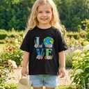 Toddler Boys Earth Shirt for Kids Girls Earth T-Shirts Tops Funny Graphic Tee Short Sleeve 2T-8Y (Black)
