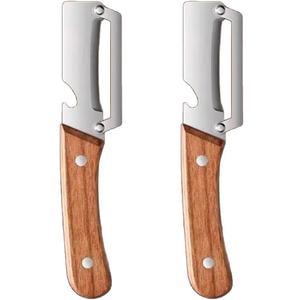 2 Pcs Premium Vegetable Peeler with Wooden Handle and Bottle Opener: 2-in-1 Stainless Steel Kitchen Tool for Fruit Apple Potato Pumpkin Papaya