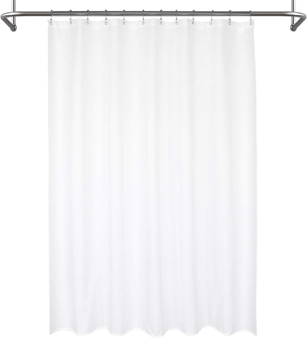 Mrs Awesome Waterproof Fabric Shower Curtain Liner, Suction Cups Included, Machine Washable Cloth Shower Curtain for Bathroom, 72 x 72 inch, White