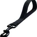 Short Nylon Dog Lead - Heavy Duty Padded Handle - Reflective Black, 12 Inch for Large & Medium Dogs