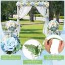 Tigeen Artificial Flowers Artificial Peonies Silk Flowers Faux Peony Fake Peony Silk Hydrangea Bouquet for Wedding Table Centerpiece Floral Vase Decor(White,Blue,12 Bundles)