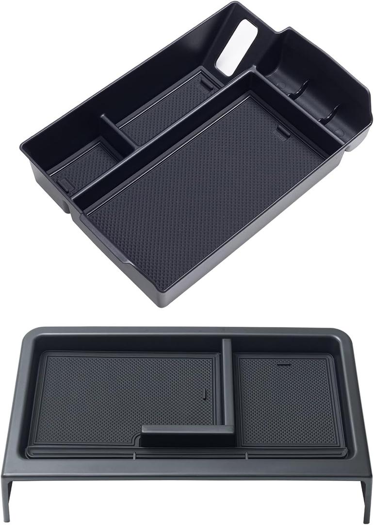 TOPINSTALL Black Center Console Tray and Dashboard Tray Compatible with 2021-2024 Sienna Accessories, Armrest Box Organizer Dashboard Tray ABS Plastic Tissue Sunglasses Holder (Dash Tray Not for 2025)