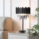 Wellmet Grey Crystal Table Lamp,3 Lights Geometric Table Lamps, Gray