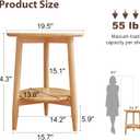 Round End Table,Solid Wood Small Round Table with Lower Shelf,Round Side TableNightstand for Small Spaces,Living Room,Bedroom(Natural)