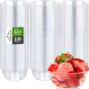 TOFLEN 12 oz Clear Plastic Bowls, 100 Pack Disposable Small Hard Plastic Serving Bowls for Party, Ice Cream, Dessert, Fruit, Appetizer, Soup, Snack, Home or Event Party Supplies