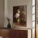 KISSFOX Framed Wall Art Vintage Wall Decor Flower Pictures Dark Botanical Canvas Art Rose Floral Paintings Moody Still Life Artwork For Bedroom Living Room Kitchen, 36"L x 24"W
