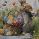 Easter Rabbit Placemats Set of 4 Spring Bunny Colorful Egg Wildflower Place Mat 12x18 Inch Seasonal Farmhouse Linen Fabric Table Mats for Kitchen Dining Outdoor Indoor Easter Party