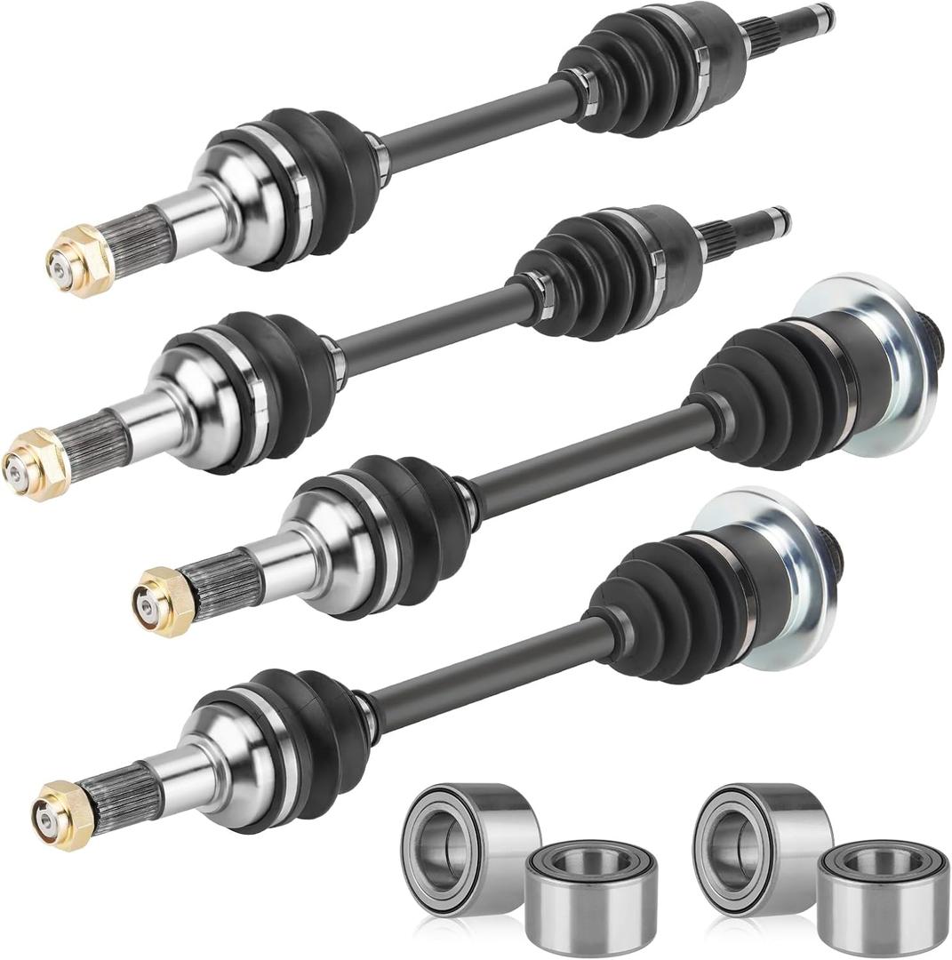 Youxmoto Front + Rear CV Axles & Wheel Bearing Kit Fit for Yamaha Grizzly 660 4x4-2003 2004 2005 2006 2007 2008; 4340 Chromoly Steel CV Axle Drive Shaft, 4 Sets
