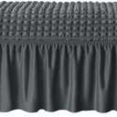 SZJIAHTM Dining Bench Soft Stretch Slipcover with Skirt Polyester Footstool Protector Bubble Lattice Piano Bench Covers for Living Room and Bedroom (Meidum, Dark Gray)