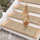 Bullnose Carpet Stair Treads 30"x9.5",14 Pcs Non-Slip Peel and Stick for Wooden Steps Indoor with Edge Protection, Pet and Kid Friendly, Stair Runner Rugs (Beige)