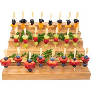 Skewer Holder Bamboo Food Display w/180 Holes, Great for Buffet, Cocktail Parties and Catering Events Six Tier Food Stand