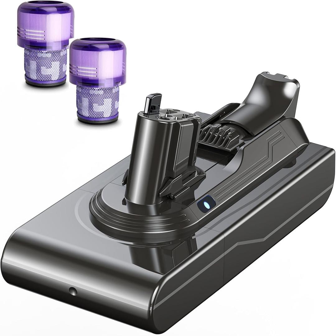 Morpilot 25.2V 7000mAh Upgrade Replacement Battery for V11, Compatible with V11 V15 SV15 SV16 SV22 970425-01 Vacuum Cleaner, Includes 2 Filters