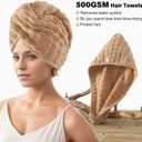 COZYART Lint Free Towel Sets 8 Pcs Tan, Super Soft, Absorbent & Quick Dry Thick Microfiber 3D Bubble Bathroom Daily Use Set with 2 Bath Towels, 2 Hand Towels, 2 Washcloths, 2 Hair Towels