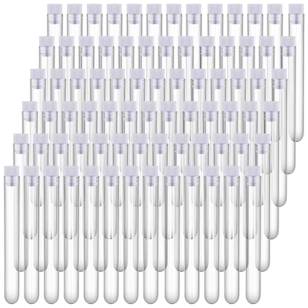 Xuhal 200 Pack Clear Plastic Test Tubes 12 x 100mm 12 ml Lab Tubes Test for Scientific Themed Birthday Party Supplies