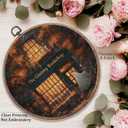 Sufamb Halloween Fall Ghost Round Wall Art Decor, Spooky Ghost Bookish Canvas Artwork Framed, Halloween Wall Hanging Prints Decorations for Bookshop Bookstore Reading Room Library Decor, 10x10 Inches