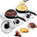 ROCEEI 1 Set Chocolate Melting Machine with 1 Silicone Spatula Electric Heating Chocolate Tempering Boiler for Valentines Candy Butter Making Warming Coffee Milk Wine(Double Pot)