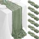 6Pack Sage Green Table Runner 35 x 120 inch Cheesecloth Table Runner 10FT Boho Gauze Cheese Cloth Table Runners Rustic Sheer Table Runners for Wedding Baby Shower Party Decor